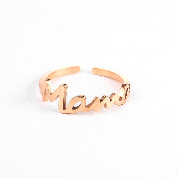 Simple Stainless Steel Mama Cuff Rings for Mother's Day