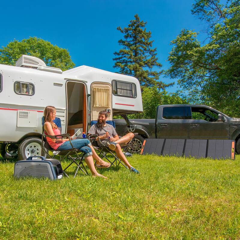 SUNJOY IceCove Portable Air Conditioner with Power Bank and Solar Panel for Outdoor Tents and Indoors - Blue