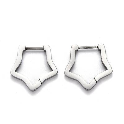 Tarnish Resistant 304 Stainless Steel Star Huggie Hoop Earrings