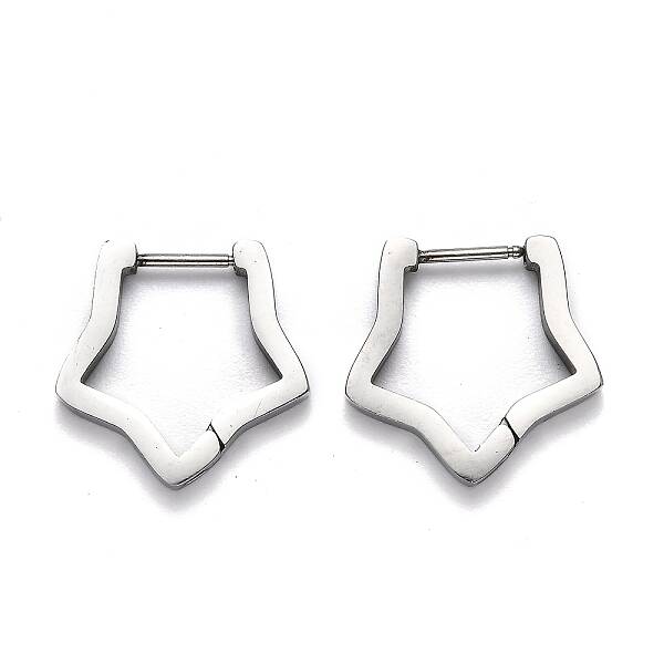 Tarnish Resistant 304 Stainless Steel Star Huggie Hoop Earrings