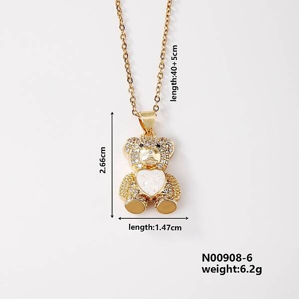 Cute Brass Micro Pave Clear Cubic Zirconia Pendant Necklaces for Women