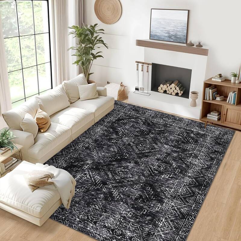Garvee Washable Area Rug 9 x 12 Rug for Living Room Vintage Rug for Bedroom Blue Rug Large Rug Soft Non Slip Throw Rugs Stain...