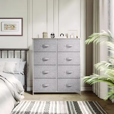 Yitahome 8 Drawer Dresser for Bedroom, Fabric Tall Dressers, Black Dresser for Storage,Organizer Unit Storage Tower for Bedro...