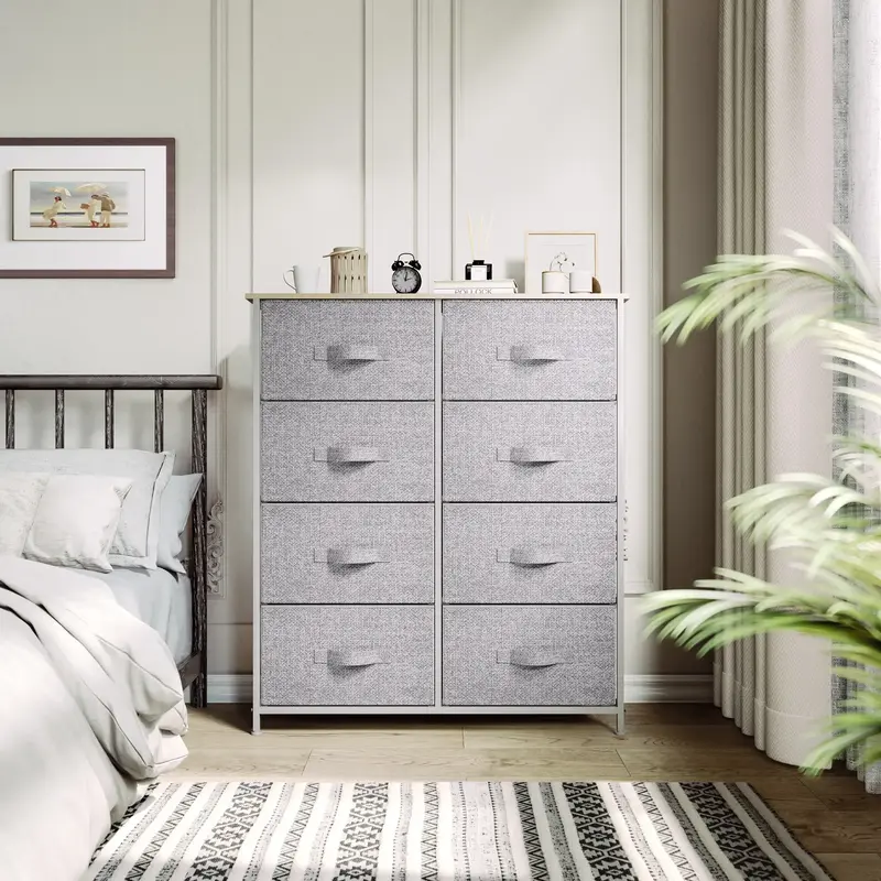 Yitahome 8 Drawer Dresser for Bedroom, Fabric Tall Dressers, Black Dresser for Storage,Organizer Unit Storage Tower for Bedro...