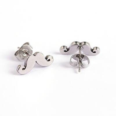 Tarnish Resistant Mustache 304 Stainless Steel Ear Studs