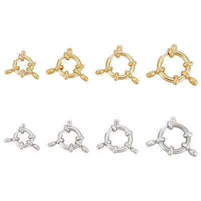 8Pcs 8 Styles 304 Stainless Steel Spring Ring Clasps
