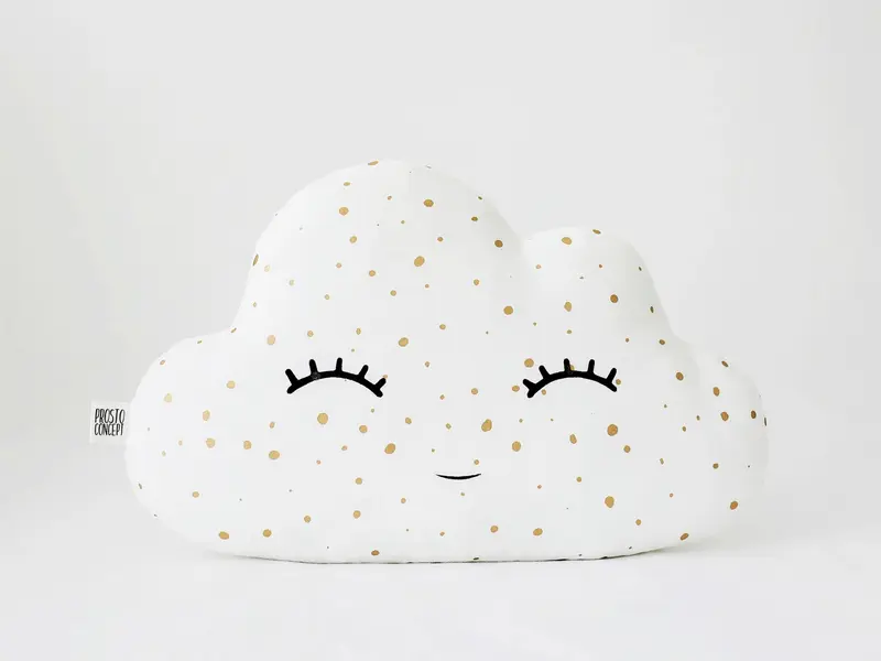 White with Golden Dots Cloud Pillow