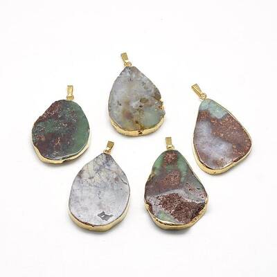 Plated Natural Chrysoprase Pendants