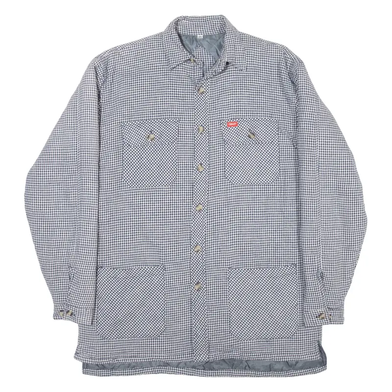 CHALET Insulated Mens Lumberjack Shirt Blue Houndstooth Long Sleeve M