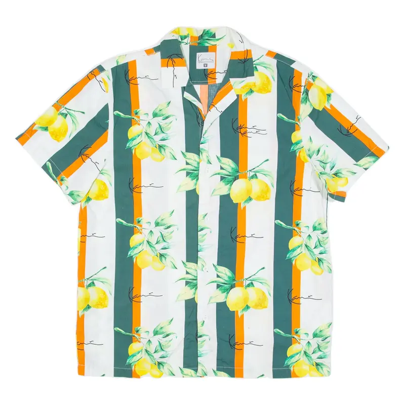 KARL KANI Mens Hawaiian Shirt Green Floral M