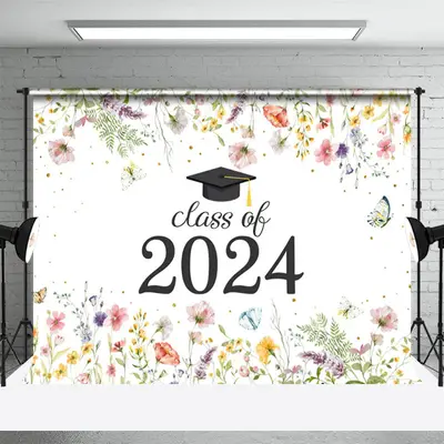 Class Of 2024 Spring Bloosom Flower Graduation Backdrop - Aperturee