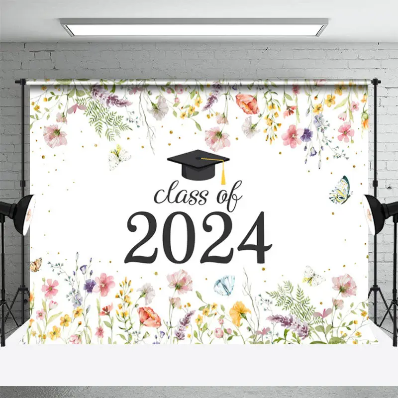 Class Of 2024 Spring Bloosom Flower Graduation Backdrop - Aperturee