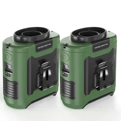 2 Pack Waist Fan, 5 Speeds Portable Wearable Body Fan, 10000mAh USB Rechargeable Under Shirt Fan, 40H Personal Cooling Clip o...