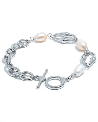 Pearl Silver Chain Bracelet