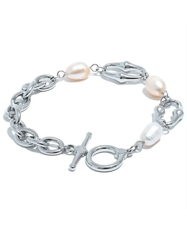 Pearl Silver Chain Bracelet
