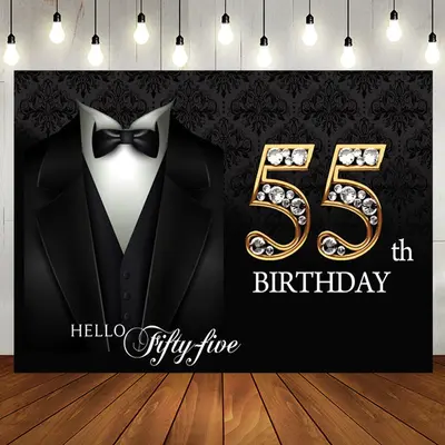 Black Suit Happy 55th Birthday Backdrop For Men - Aperturee