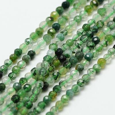 Natural Moss Agate Beads Strands