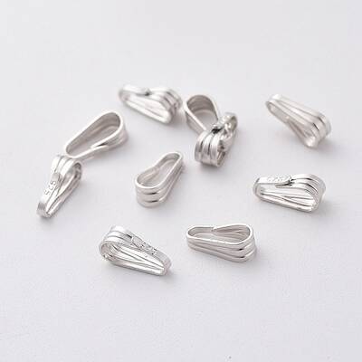 Anti-Tarnish Rhodium Plated 925 Sterling Silver Snap on Pendant Bails