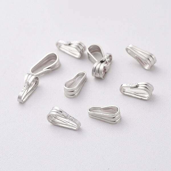 Anti-Tarnish Rhodium Plated 925 Sterling Silver Snap on Pendant Bails