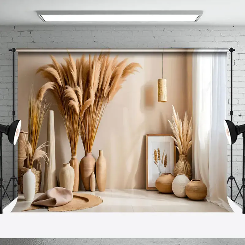 Aperturee Warm Quiet Room Beige Boho Photography Backdrop