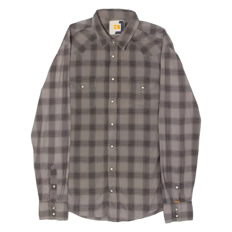 BOSS Orange Western Eda Mens Shirt Brown Check Long Sleeve XL