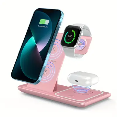 Wireless Charger 3-in-1 Standard 15W Fast Mag-Safe charger stand for iPhone16 15 14 13 12 11 x 8 Pro Max/Pro/Mini/Plus,iWatch...