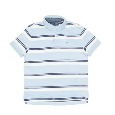 TOMMY HILFIGER Polo Shirt Blue Striped Short Sleeve Mens M