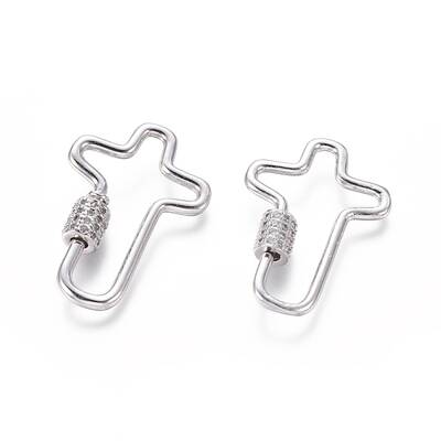 Brass Micro Pave Cubic Zirconia Screw Carabiner Lock Charms