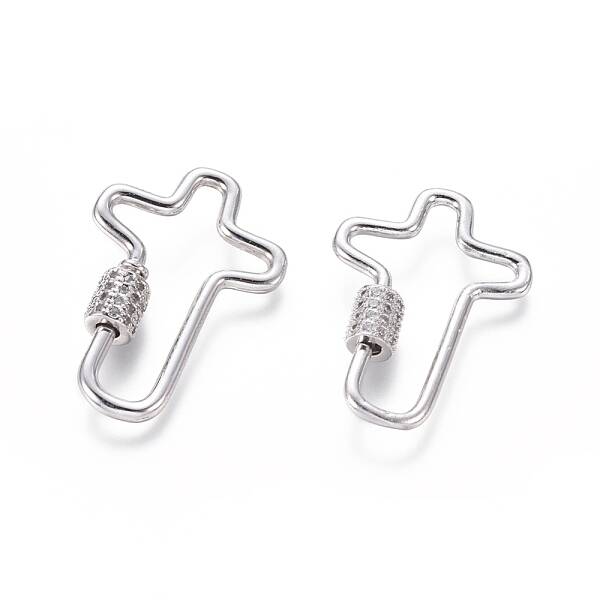 Brass Micro Pave Cubic Zirconia Screw Carabiner Lock Charms