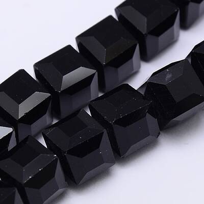 Faceted Cube Shaped Crystal Glass Beads Strands