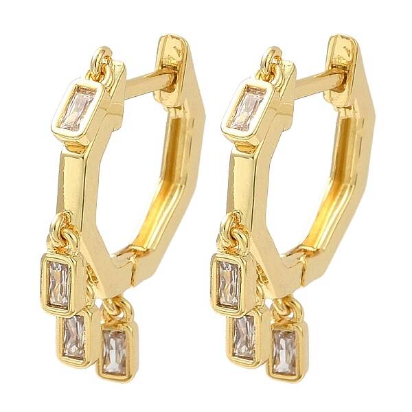 Cubic Zirconia Rectangle Dangle Hoop Earrings
