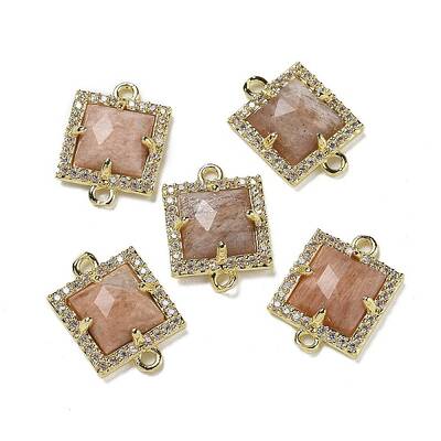 Natural Sunstone Faceted Square Links
