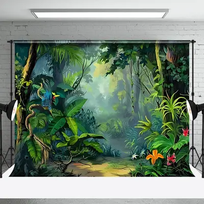 Oil Painting Bird Lush Forest Backdrop For Photo - Aperturee