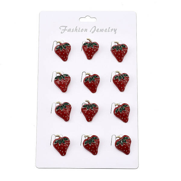 12Pcs Strawberry Enamel Pins