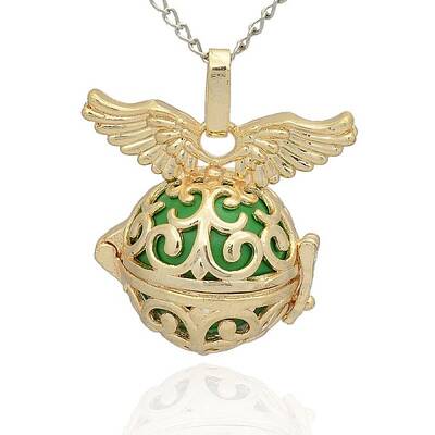 Golden Tone Brass Hollow Round Cage Pendants