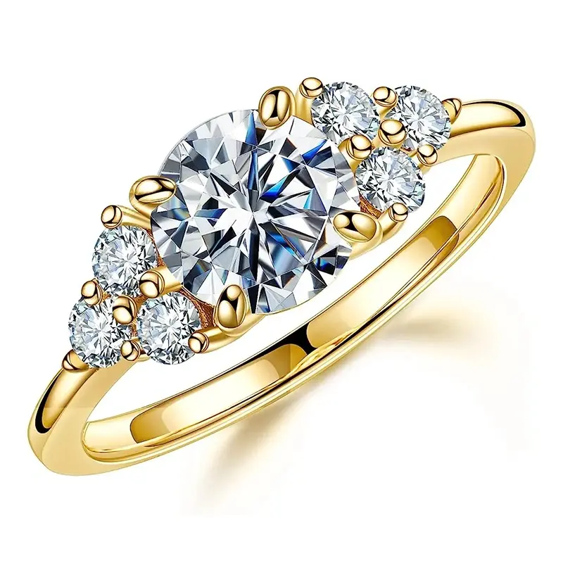 10K Gold Round Shaped Moissanite Wedding Ring