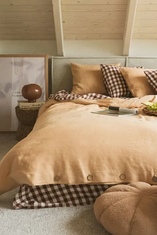 Linen duvet cover in Mustard | Size: US Full/Double
