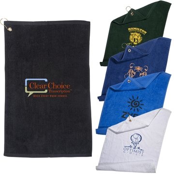 50 Promotional Golf Towel With Grommet And Hook - 100% Cotton