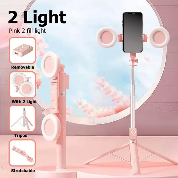 Upgrade 6 in 1 Selfie Stick With Fill Light, 67 Phone Tripod & Wireless Remote Page Turner,Bluetooth Camera Video Recording...