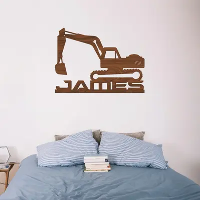 Excavator Wood Name Sign