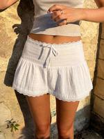 Women's Plain Eyelet Embroidery Lace Scallop Trim Skirt, Casual Fashion Skirt for Summer, Women's Bottoms for Daily Wear, Wom...