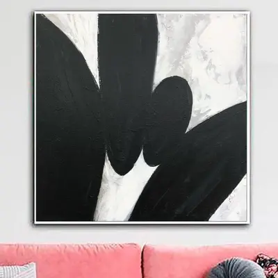 Original Black and White Painting on Canvas Minimalist Wall Art Abstract Stones Artwork Personalized Wall Art Aesthetic Paint...