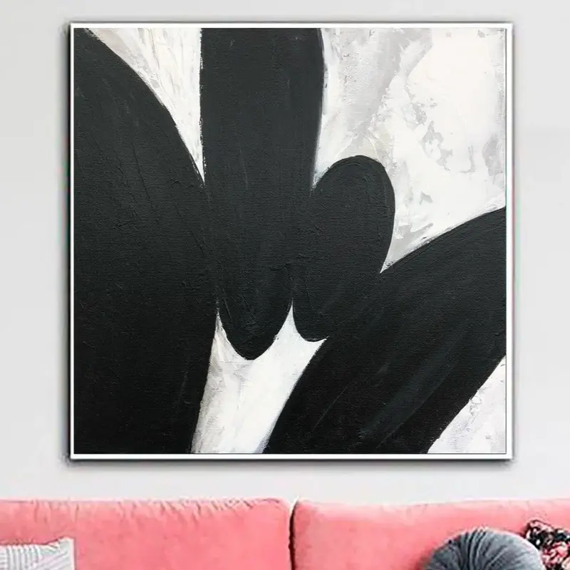 Original Black and White Painting on Canvas Minimalist Wall Art Abstract Stones Artwork Personalized Wall Art Aesthetic Paint...