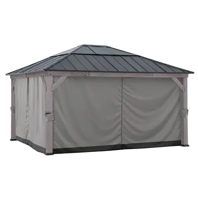 SUNJOY Outdoor Replacement Curtains for 13 ft. × 15 ft. Wood-Framed Gazebos - Gray