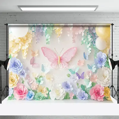 Aperturee Colorful Aesthetic Floral Butterfly Fine Art Backdrop, 3X2FT(1MX0.6M), 14 USD, fine art backdrops, ENHD1J51-M