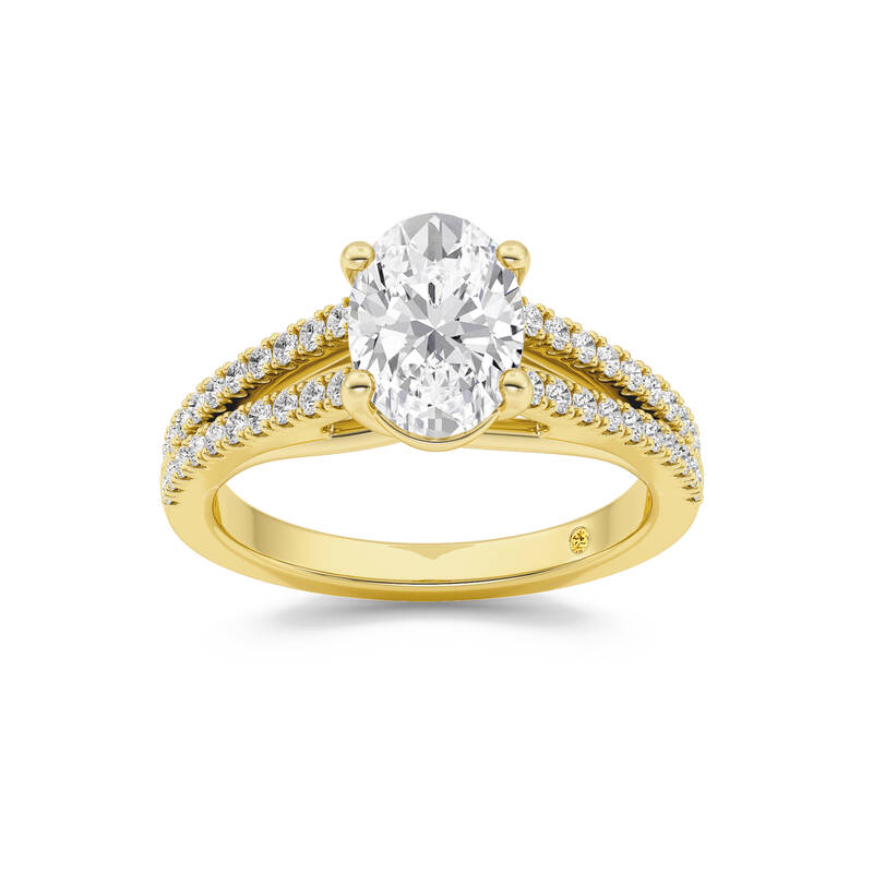 Nyx Split Shank Trellis Pavé Oval Lab Grown Diamond Engagement Ring | 14K Yellow Gold 1 7/8 CT. TW.