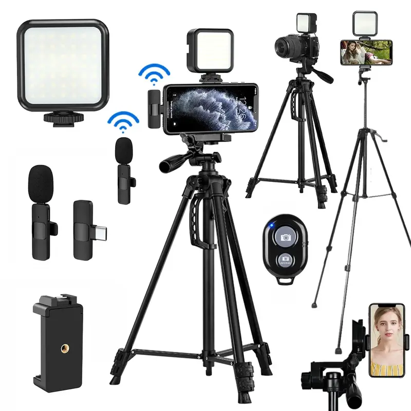 Portable Vlog Video Shooting Kit, 56 Inch Camera Cell Phone Tripod Set for Fall, Video Record Toolkit with Cellphone Tripod, ...