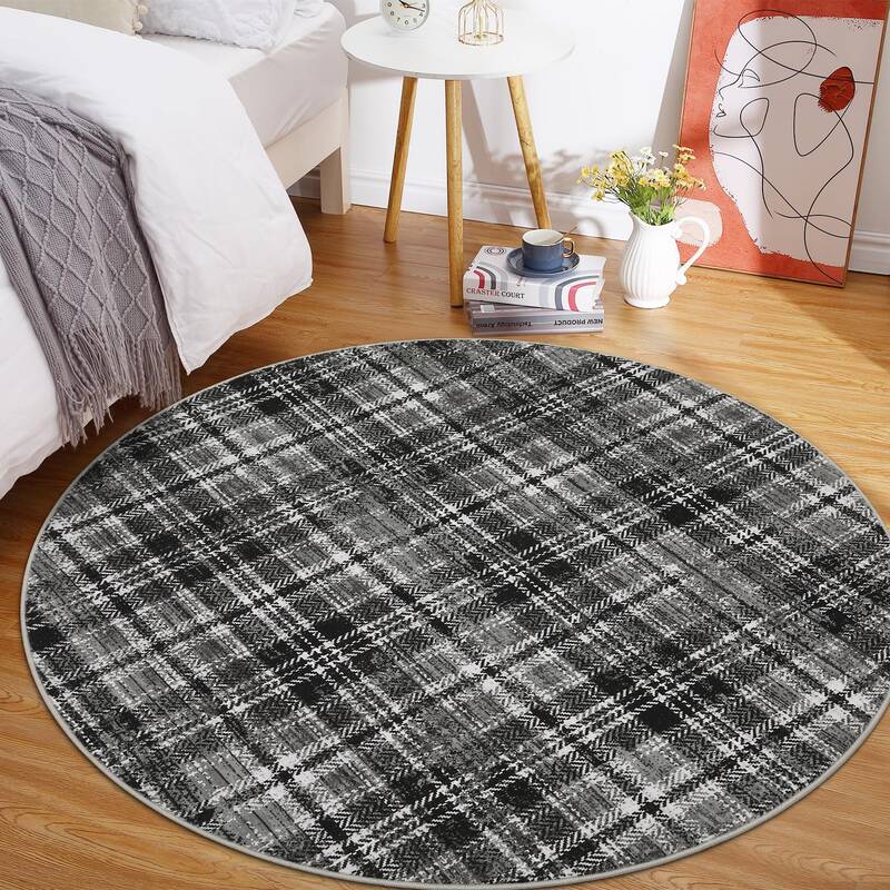 Garvee Modern Plaid Area Rug Washable Soft Non-Slip Low Pile Carpet for Living Room Bedroom Nursery Office, Classic Farmhouse...