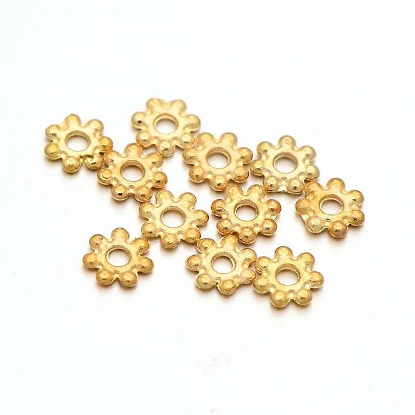 Light Gold Plated Alloy Daisy Spacer Beads