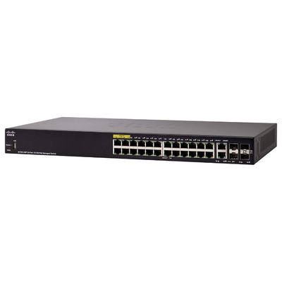 Cisco SF350-24P-K9-NA | Small Business 350 Series SF350-24P 24 x Ports PoE+ 10/100Base-TX + 2 x Combo SFP Ports + 2 x SFP Lay...